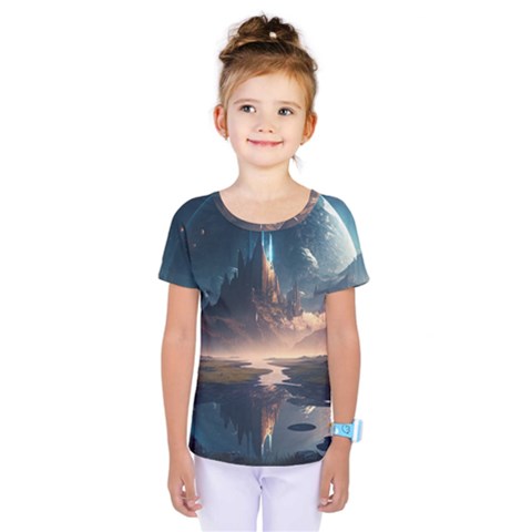 Space Planet Universe Galaxy Moon Kids  One Piece Tee by Ravend