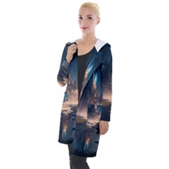 Space Planet Universe Galaxy Moon Hooded Pocket Cardigan by Ravend