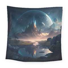 Space Planet Universe Galaxy Moon Square Tapestry (large) by Ravend