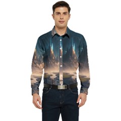 Space Planet Universe Galaxy Moon Men s Long Sleeve  Shirt by Ravend