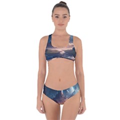 Space Planet Universe Galaxy Moon Criss Cross Bikini Set by Ravend