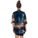 Space Planet Universe Galaxy Moon Open Front Chiffon Kimono View2