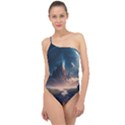 Space Planet Universe Galaxy Moon Classic One Shoulder Swimsuit View1