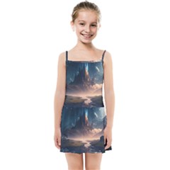 Space Planet Universe Galaxy Moon Kids  Summer Sun Dress by Ravend