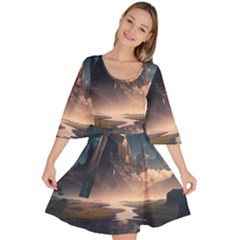 Space Planet Universe Galaxy Moon Velour Kimono Dress by Ravend