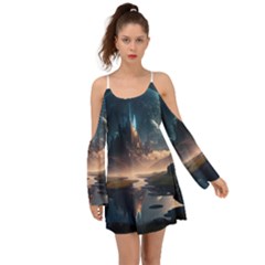 Space Planet Universe Galaxy Moon Boho Dress by Ravend