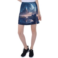 Space Planet Universe Galaxy Moon Tennis Skirt by Ravend