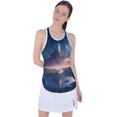 Space Planet Universe Galaxy Moon Racer Back Mesh Tank Top by Ravend