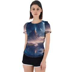 Space Planet Universe Galaxy Moon Back Cut Out Sport Tee by Ravend