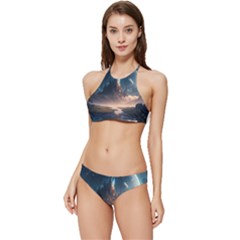 Space Planet Universe Galaxy Moon Banded Triangle Bikini Set by Ravend