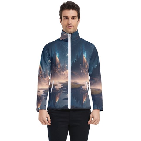 Space Planet Universe Galaxy Moon Men s Bomber Jacket by Ravend