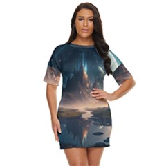 Space Planet Universe Galaxy Moon Just Threw It On Dress by Ravend