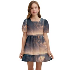 Space Planet Universe Galaxy Moon Kids  Short Sleeve Dolly Dress