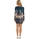 Space Planet Universe Galaxy Moon Long Sleeve Square Neck Bodycon Velour Dress View4