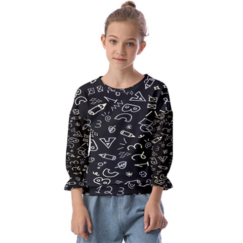 Background Graphic Abstract Pattern Kids  Cuff Sleeve Top by Ravend