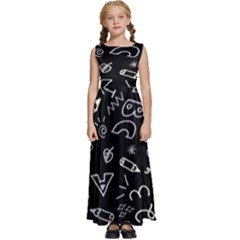 Background Graphic Abstract Pattern Kids  Satin Sleeveless Maxi Dress by Ravend