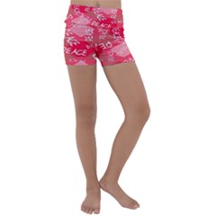 Background Peace Doodles Graphic Kids  Lightweight Velour Yoga Shorts by Ravend