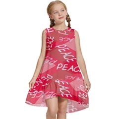 Background Peace Doodles Graphic Kids  Frill Swing Dress by Ravend