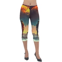 Leadership Alien Soldier Warrior Fantasy Lightweight Velour Capri Leggings  by Ravend