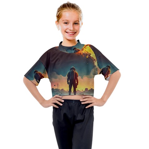 Leadership Alien Soldier Warrior Fantasy Kids Mock Neck Tee by Ravend