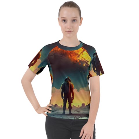 Leadership Alien Soldier Warrior Fantasy Women s Sport Raglan Tee by Ravend