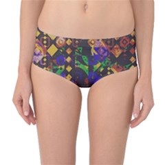 Background Graphic Mid-waist Bikini Bottoms by Ravend