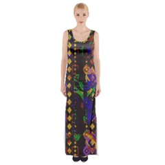 Background Graphic Thigh Split Maxi Dress by Ravend