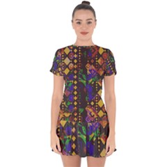 Background Graphic Drop Hem Mini Chiffon Dress by Ravend