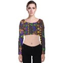 Background Graphic Velvet Long Sleeve Crop Top View1