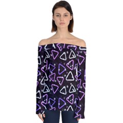 Abstract Background Graphic Pattern Off Shoulder Long Sleeve Top by Ravend