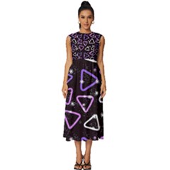 Abstract Background Graphic Pattern Sleeveless Round Neck Midi Dress by Ravend