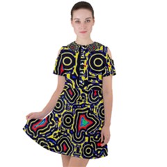 Background Graphic Art Short Sleeve Shoulder Cut Out Dress  by Ravend