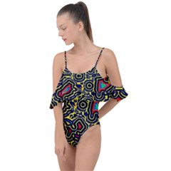 Background Graphic Art Drape Piece Swimsuit by Ravend