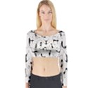 Pattern Cats Black Feline Kitten Long Sleeve Crop Top View1