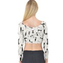 Pattern Cats Black Feline Kitten Long Sleeve Crop Top View2