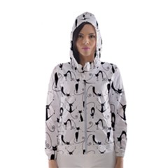 Pattern Cats Black Feline Kitten Women s Hooded Windbreaker by Ravend