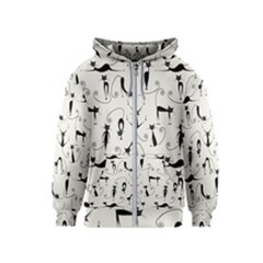 Pattern Cats Black Feline Kitten Kids  Zipper Hoodie by Ravend