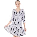 Pattern Cats Black Feline Kitten Quarter Sleeve Front Wrap Dress View1