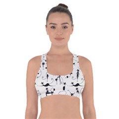 Pattern Cats Black Feline Kitten Cross Back Sports Bra by Ravend