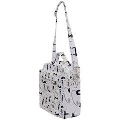 Pattern Cats Black Feline Kitten Crossbody Day Bag by Ravend