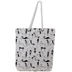 Pattern Cats Black Feline Kitten Full Print Rope Handle Tote (large) by Ravend