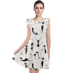 Pattern Cats Black Feline Kitten Tie Up Tunic Dress by Ravend