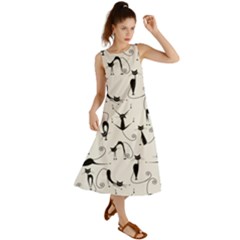 Pattern Cats Black Feline Kitten Summer Maxi Dress by Ravend