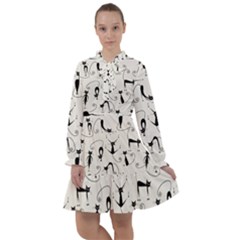 Pattern Cats Black Feline Kitten All Frills Chiffon Dress by Ravend