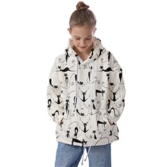 Pattern Cats Black Feline Kitten Kids  Oversized Hoodie by Ravend