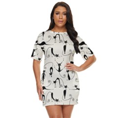 Pattern Cats Black Feline Kitten Just Threw It On Dress by Ravend