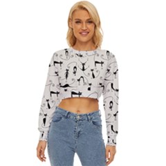 Pattern Cats Black Feline Kitten Lightweight Long Sleeve Sweatshirt by Ravend