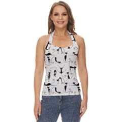 Pattern Cats Black Feline Kitten Basic Halter Top by Ravend