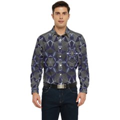 Kaleidoscope Geometric Pattern Men s Long Sleeve Pocket Shirt  by Ravend