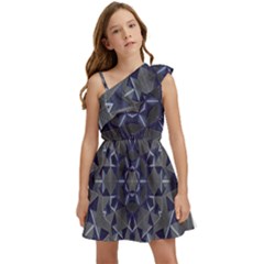 Kaleidoscope Geometric Pattern Kids  One Shoulder Party Dress by Ravend